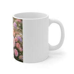 Pink Floral Bouquet Coffee Mug – Vintage Garden Flowers 11oz
