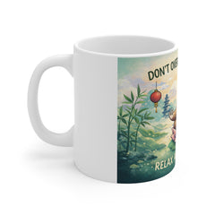 Sloth Meditation Mug – "Don't Overthink Everything, Relax and Let Sh*t Go" 11oz Ceramic Coffee Cup