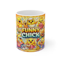 Funny Chick 11oz Coffee Mug — Cute Cartoon Chickens Gift for Easter, Kids & Animal Lovers