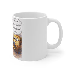 11oz Mug — Funny Peanut Butter & Jelly Therapy Cartoon Mug (‘Relationship Issues’ Dialogue)