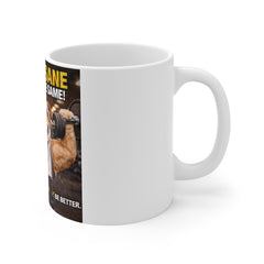 Train Insane or Remain the Same Mug — Motivational Gym Coffee Cup with Muscle Bulldog Design