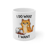 I Do What I Want Cat Mug - Funny Coffee Mug with Sassy Orange Cat Design
