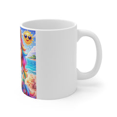 Summer Beach Horse Mug — Rainbow Pony Tropical Coffee Cup