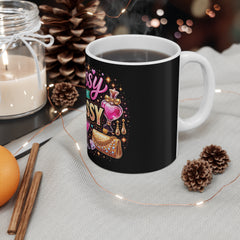 Hustle Harder Mug — Retro Neon Motivation Coffee Cup