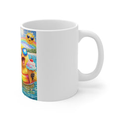 Cute Summer Duck Mug – Colorful Tropical Ducks with Sunglasses & Ice Cream, Fun Beach Coffee Cup