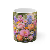 Floral Bouquet Ceramic Mug — Colorful Spring Flowers Coffee Cup
