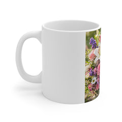 Floral Bouquet Coffee Mug — Pink Roses & Lilies 11oz Ceramic