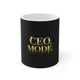 CEO Mode Mug — Gold Foil Typography Coffee Cup for Entrepreneurs, Boss Gifts
