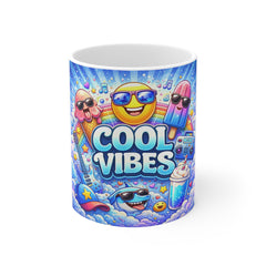 Cool Vibes Mug — Colorful Emoji Summer Coffee Cup