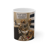 Funny Dog Mug — "Poop With Friends" Golden Retriever Coffee Cup