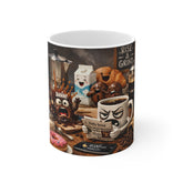 Funny Coffee Morning Mug — 'Rise & Grind' Cartoon Breakfast Characters