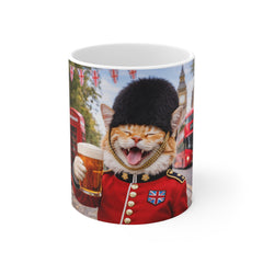 British Guard Cat Mug — Funny Union Jack Pub Cat 11oz Coffee Cup