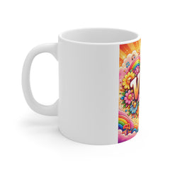 Vibes Peace Flower Power Mug — Retro Rainbow Sunshine Coffee Cup