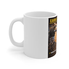 Motivational Cat Gym Mug - "Earn It. Don't Wish For It." 11oz Coffee Cup