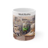 Work Reality Coffee Mug — Funny Office Battery Cup Illustration 11oz