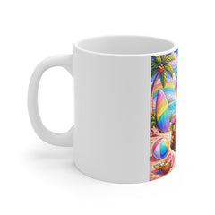 Summer Beach Horse Mug — Rainbow Pony Tropical Coffee Cup