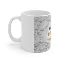 Believe in Yourself Marble 11oz Mug — Inspirational Gold Typography Coffee Cup