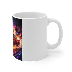 Retro Neon Classic Car Mug — 1950s Hot Rod Nightscape Coffee Cup
