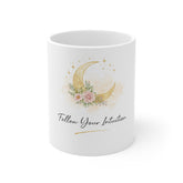 Mug — Floral Crescent Moon "Follow Your Intuition" Inspirational Coffee Cup