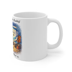 11oz Ceramic Mug — "You’re One Smart Cookie, Buddy" Cute Cookie & Milk Campfire Design