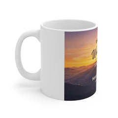 Motivational 11oz Mug - "Dream Big, Work Hard" Sunrise Inspiration Coffee Cup