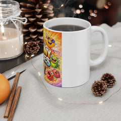 Funny Vibes Mug - Colorful Emoji & Kawaii Snack Coffee Cup