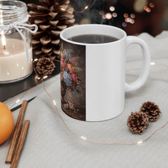Vintage Floral Bouquet Mug — 11oz White Ceramic Coffee Cup
