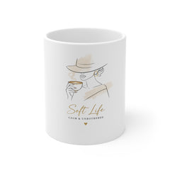 Soft Life 11oz Ceramic Mug — Calm & Unbothered Elegant Tea Cup Gift