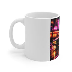 Retro Night Drive Mug — Neon Muscle Car Coffee Cup