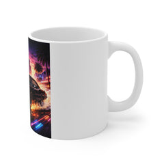 Retro Night Drive Mug — Neon Muscle Car Coffee Cup