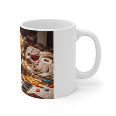 Funny Golden Retriever Coffee Mug – Cute Dog with Coffee & Wine 11oz Ceramic Mug