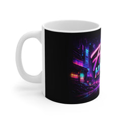Hustle Harder Mug — Retro Neon Motivational Coffee Cup