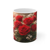 Red Rose Bouquet Mug — Floral Coffee Cup for Gifts & Valentine's Day