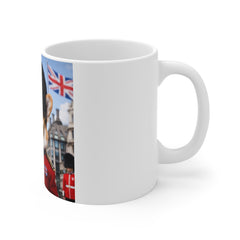 British Guard Corgi Mug — Cute UK Souvenir Coffee Cup with Big Ben and Union Jack