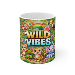 Wild Vibes Jungle Mug — Cute Cartoon Animal Coffee Cup (11oz)