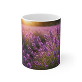 Lavender Field Coffee Mug — Purple Floral 11oz Ceramic Tea Cup