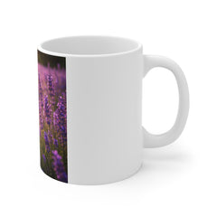 Lavender Field Coffee Mug — Purple Floral 11oz Ceramic Tea Cup