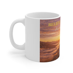 Believe In Yourself Inspirational Coffee Mug — "Anything Is Possible" Sunrise Motivational Gift