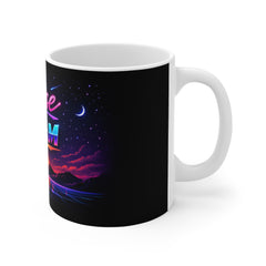 Chase The Dream Mug — Retro 80s Sunset Neon Coffee Cup