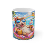 Summer Beach Hamster Mug — Cute Tropical Vacation Coffee Cup