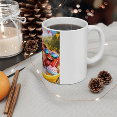 Birthday Party Coconut Mug — Colorful Tropical Celebration 11oz Coffee Cup