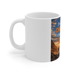 Motivational 11oz Mug — “Don’t Limit Your Challenges. Challenge Your Limits.” Sunrise Adventure Design