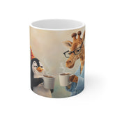 Cute Giraffe & Penguin Coffee Mug – Cozy Animal Friends Design