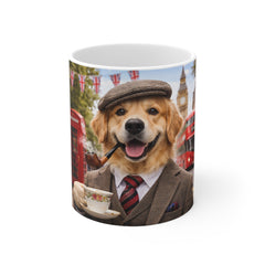 British Gentleman Dog Mug — Cute Golden Retriever in Suit Tea Time 11oz