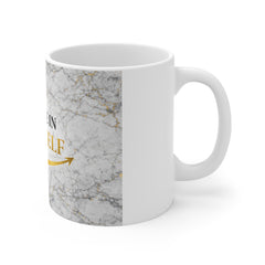 Believe in Yourself Marble 11oz Mug — Inspirational Gold Typography Coffee Cup