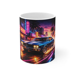Retro Muscle Car 11oz Mug — Neon Nightcity Cruise Coffee Cup