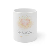 Lead with Love Mug — 11oz Heart & Watercolor Coffee Cup