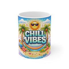 Chill Vibes Beach Mug – 11oz Sunny Tropical Coffee Cup