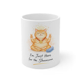 Yoga Cat Mug — "I'm Just Here for the Shavasana" 11oz Ceramic Coffee Cup