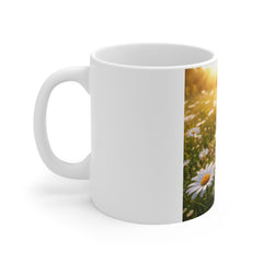 Daisy Field Sunrise Mug — Floral 11oz Coffee Cup